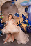 Celene Cappuccino Hi-Lo Couture Pageant Dress for Girls