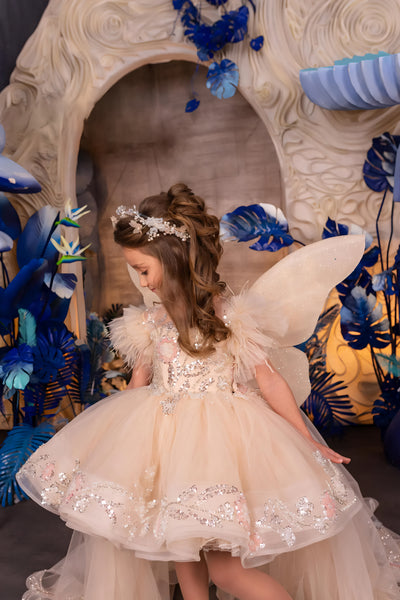 Celene Cappuccino Hi-Lo Couture Pageant Dress for Girls