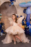 Celene Cappuccino Hi-Lo Couture Pageant Dress for Girls