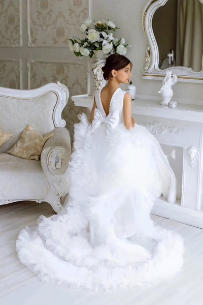 Kaleah Wedding Flower Girl Dress in Satin