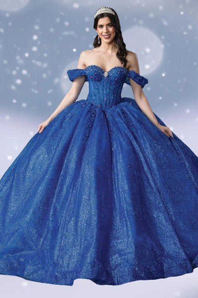 Azura Starlight Royal Blue Quinceañera Gown – Glitter Princess Dress