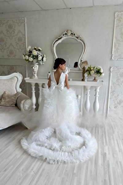 Kaleah Wedding Flower Girl Dress in Satin