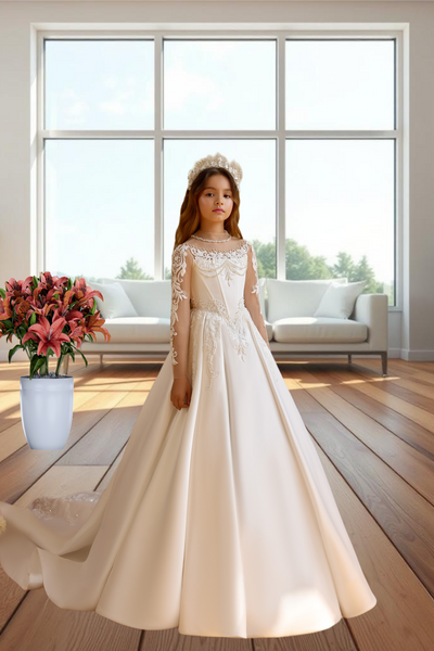 Pentelei Couture Communion Ball Gown for Girls | Luxury Formal Dress