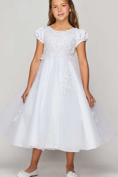 Girls Luxury Couture First Communion Dress With Beaded Bodice