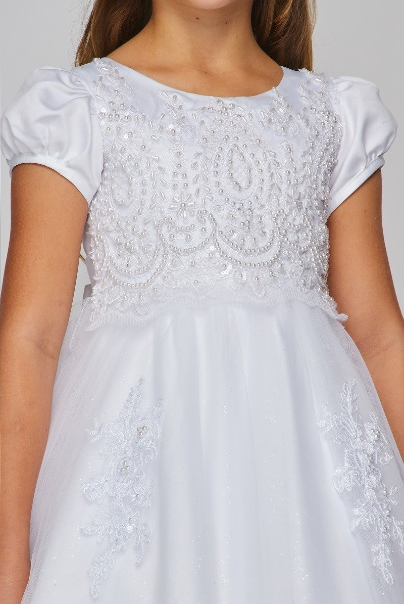 Girls Luxury Couture First Communion Dress With Beaded Bodice