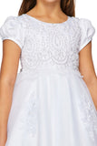 Amelia Girls First Communion Dress in Satin & Lace