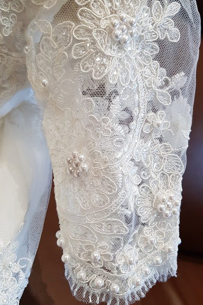 Handmade Baptism Gown Christening Beaded Lace Gown Baby Baptism Dress