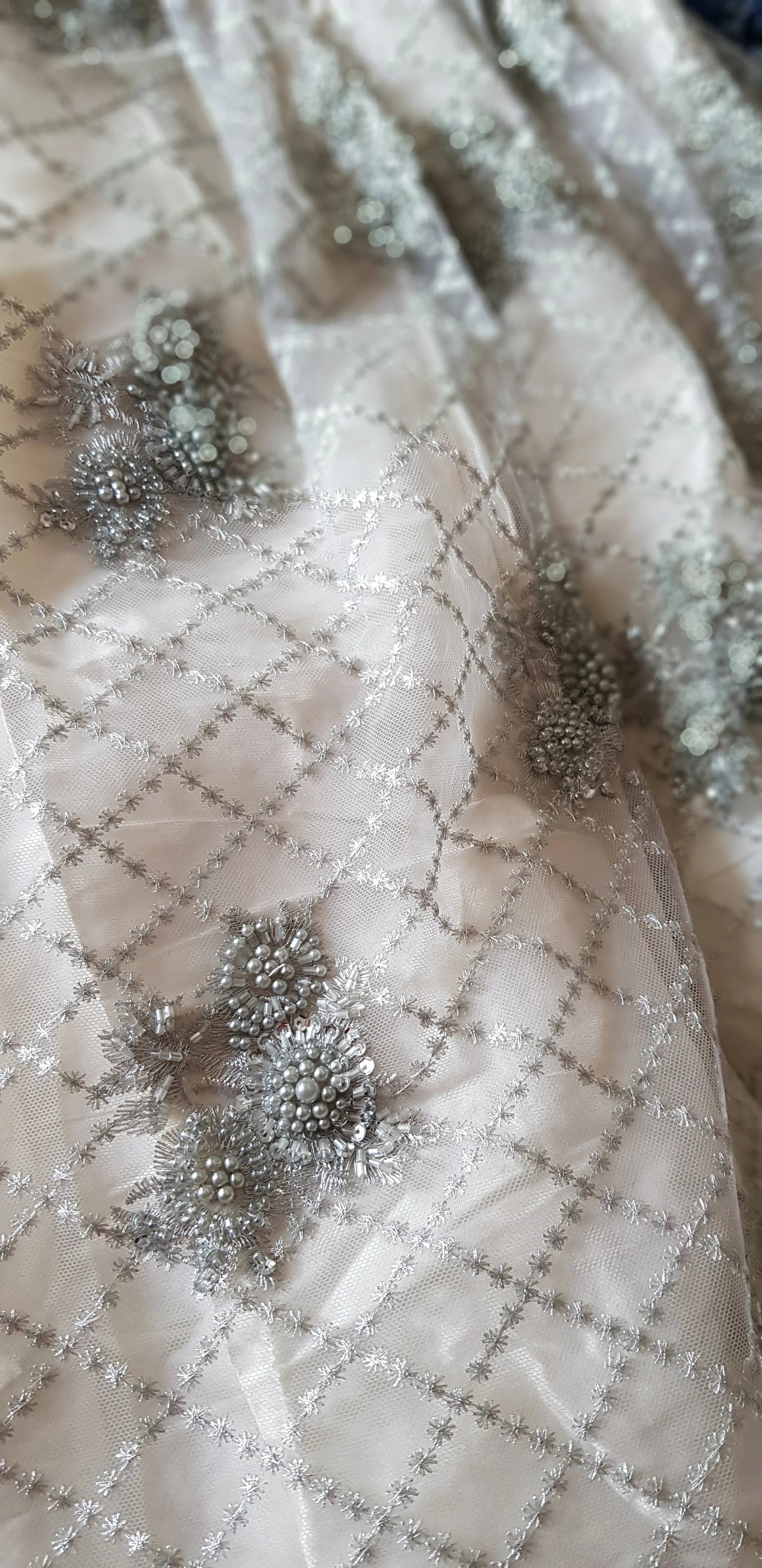 Breathtaking Satin Lace Beaded Couture Baby Baptismal Gown