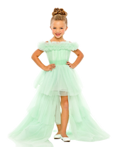 MAC DUGGAL Luxury Girls Off The Shoulder Hi Lo Tulle Pageant Party Dress