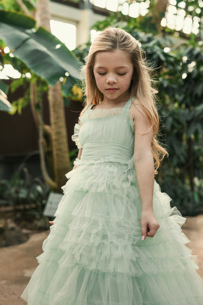 MAC DUGGAL Luxury Special Occasion Pageant Party Girls Tulle Ruffle Dress