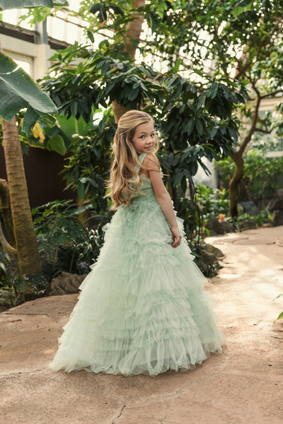MAC DUGGAL Luxury Special Occasion Pageant Party Girls Tulle Ruffle Dress