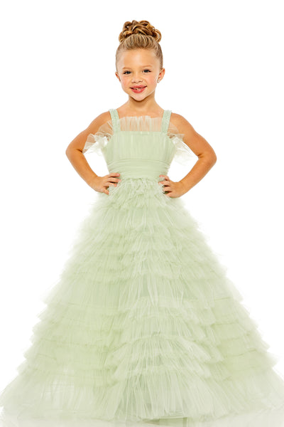 MAC DUGGAL Luxury Special Occasion Pageant Party Girls Tulle Ruffle Dress