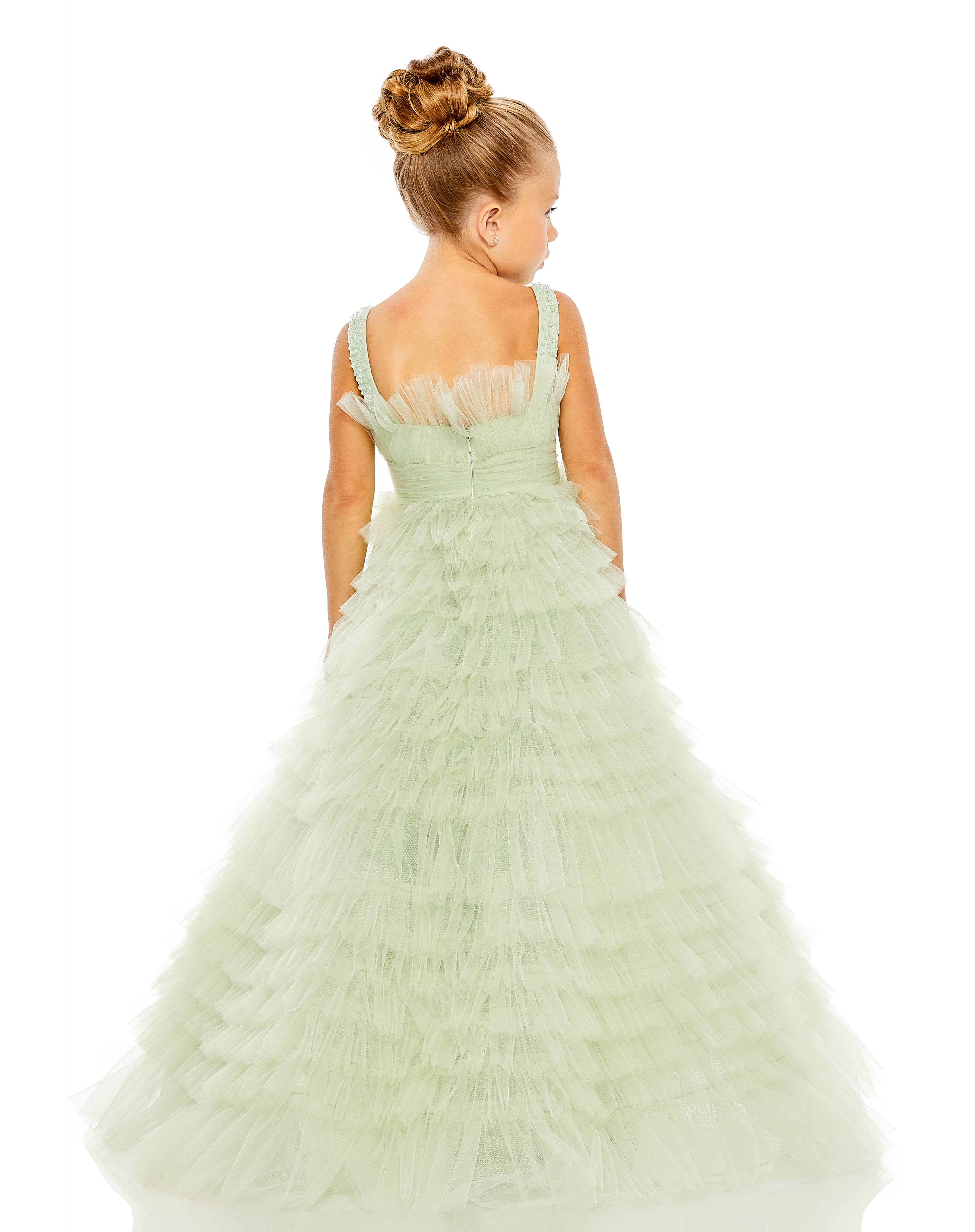 MAC DUGGAL Luxury Special Occasion Pageant Party Girls Tulle Ruffle Dress