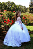 Couture Girls Pageant Flower Girl Communion Baptism Dress With Train