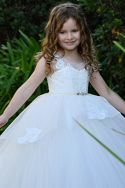 Liana Custom Couture Girls Satin Tulle Dress