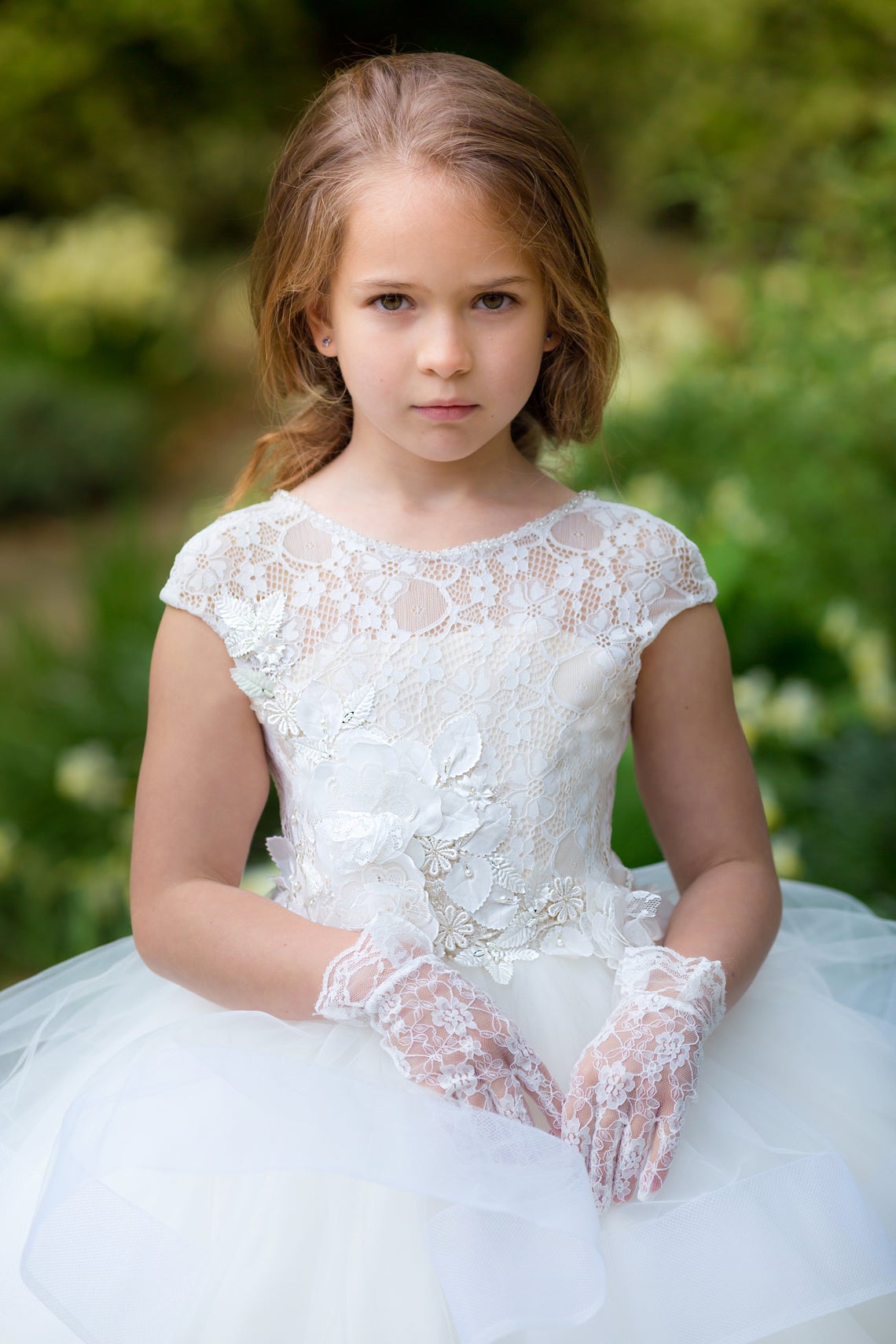 Girls Ivory Birthday Wedding Party Pageant Flower Girl Communion Lace Dress