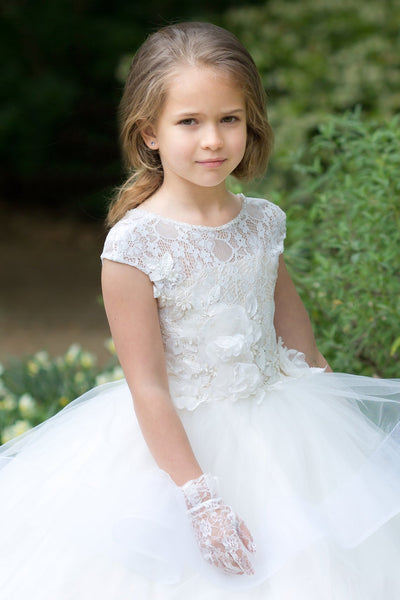 Girls Ivory Birthday Wedding Party Pageant Flower Girl Communion Lace Dress