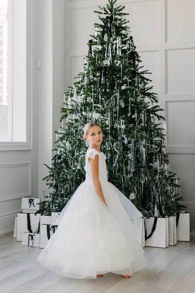 Felecia White Layered Lace Gown – Communion & Flower Girl Dress