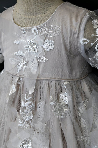 All Over Lace Baptism Gown Couture Christening Dress With 3D Lace Button Back