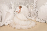 Pageant Girl Tulle Lace Wedding Flower Girl Ivory Birthday Party Long Dress
