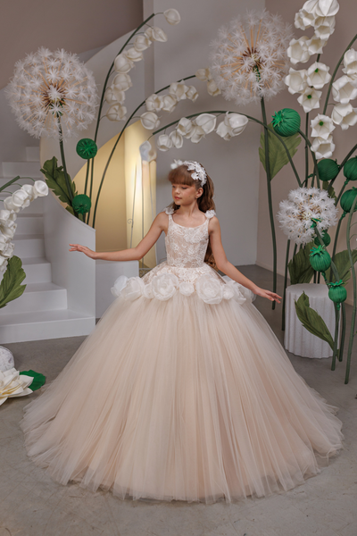 Ivory Cappuccino Girls Pageant Gown | Fashion Couture