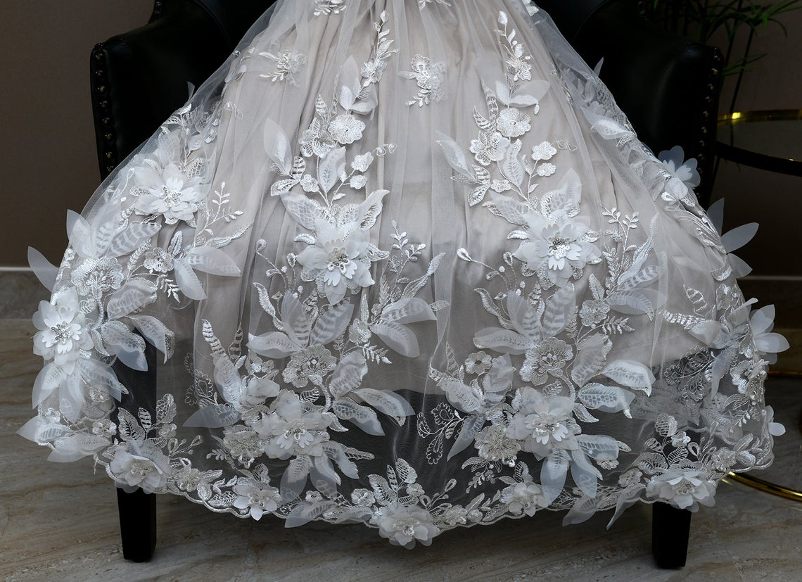 All Over Lace Baptism Gown Couture Christening Dress With 3D Lace Button Back