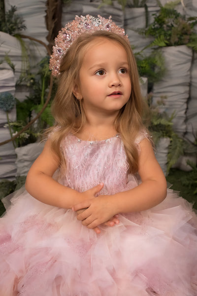 Rosalina Couture Gown – Luxurious Pink Ruffle Ball Gown for Girls