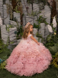 Rosalina Couture Gown – Luxurious Pink Ruffle Ball Gown for Girls