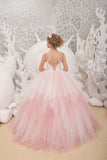 Couture Ivory Blush Natural Pageant Gown Wedding Flower Girl Tulle Dress