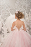 Couture Ivory Blush Natural Pageant Gown Wedding Flower Girl Tulle Dress