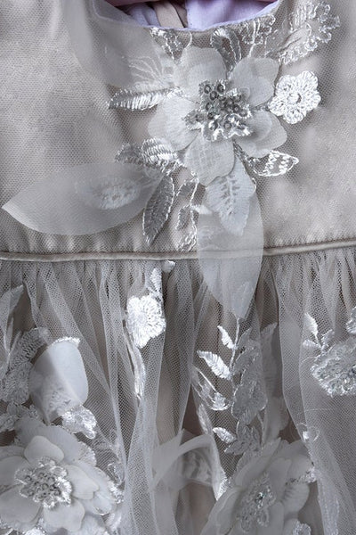 All Over Lace Baptism Gown Couture Christening Dress With 3D Lace Button Back