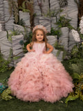 Rosalina Couture Gown – Luxurious Pink Ruffle Ball Gown for Girls