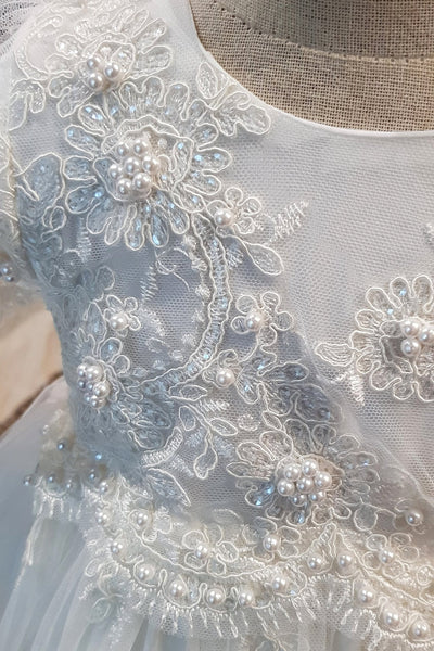 Handmade Baptism Gown Christening Beaded Lace Gown Baby Baptism Dress