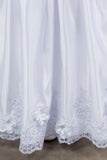 Girls White Satin Communion Gown with Floral Lace