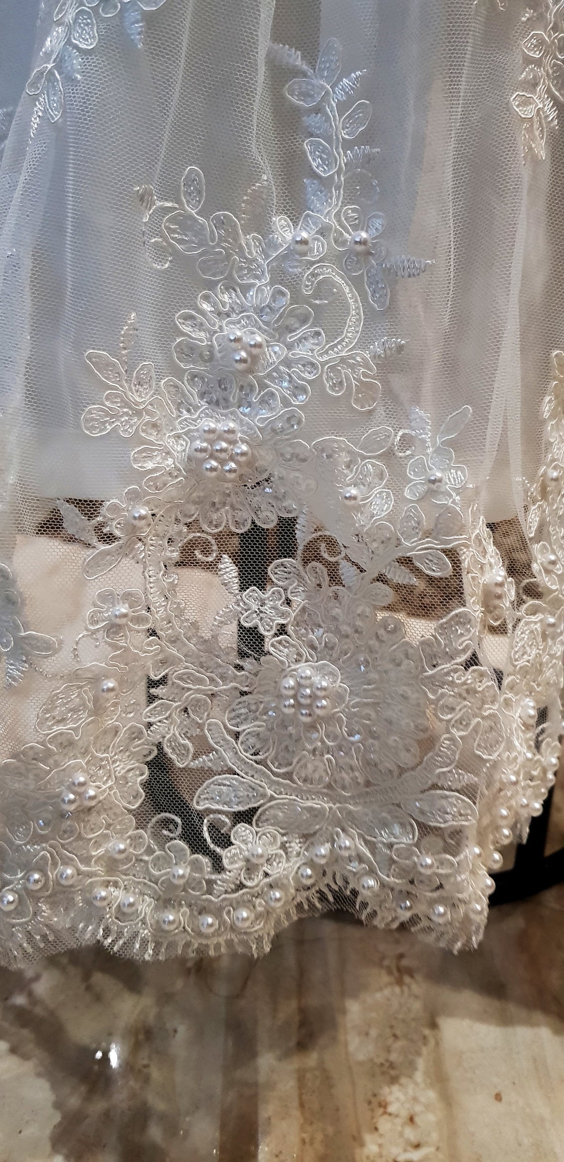 Handmade Baptism Gown Christening Beaded Lace Gown Baby Baptism Dress