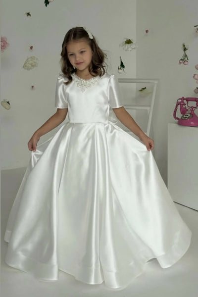 Diamond White Girls Couture Gown Pageant Dress