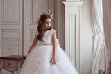 Lydia Pentelei Couture White Floral Ball Gown - Communion Dress