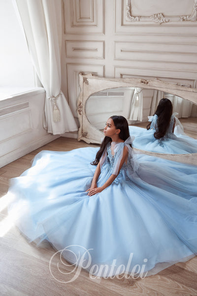 Seraphina Blue Pentelei Couture Gown – Luxury Special Occasion Dress