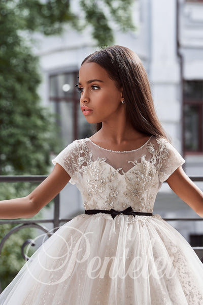 Lilou Pentelei Couture Gown – Embellished Ivory Ball Gown for Special Occasion
