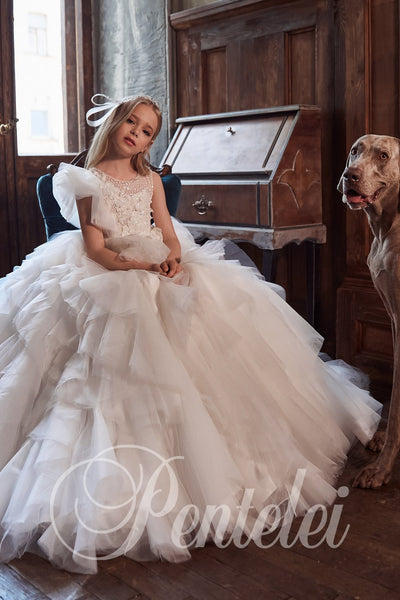 Arabelle Ruffle Pageant Gown – Pentelei Couture Girls Dress