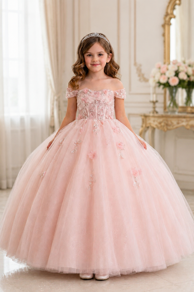 Butterfly Tulle Pageant Dress - Meera Girls Formal Gown