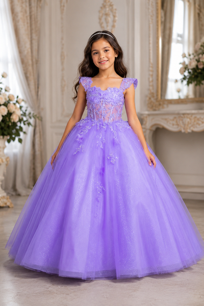 Butterfly Tulle Pageant Dress - Meera Girls Formal Gown