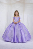 Girls Off Shoulder Glitter Pageant Ballgown