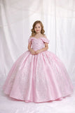 Girls Off Shoulder Glitter Pageant Ballgown