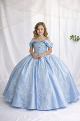 Girls Off Shoulder Glitter Pageant Ballgown