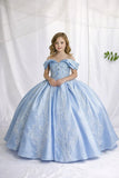 Girls Off Shoulder Glitter Pageant Ballgown