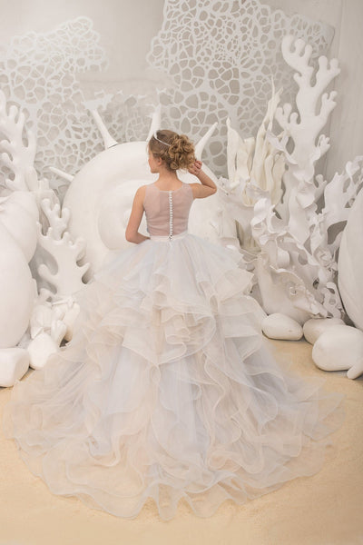 Tulle Flower Girl Dress Birthday Party Girl Special Occasion Gown 3D Flowers