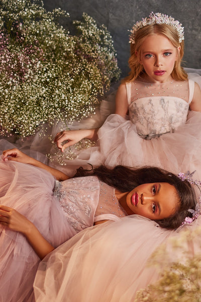 Pentelei Couture Lilac Tulle Ball Gown for Girls