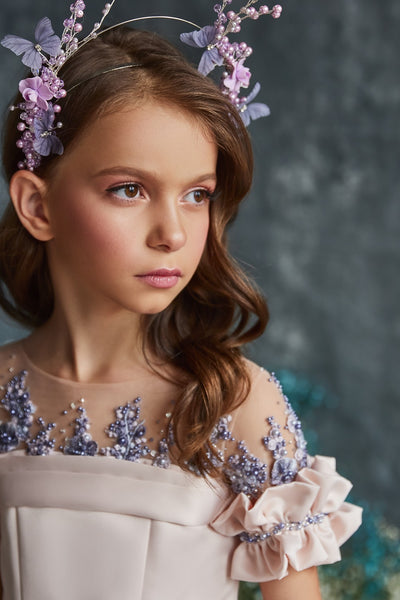 Pentelei Couture Girls Satin Tulle Special Occasion Pageant Party Gown
