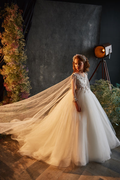 Anastelle Grace Ivory Gown with Cape – Pentelei Couture